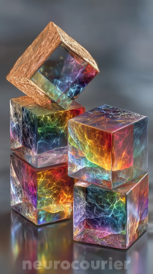 Four-interlocking-geometric-prisms-floating-over-a-reflective-black-surface--each-prism-representing-Form-Texture-Color-Vibe--pulsing-with-distinct-neon-glows-gold-copper-emerald-4a17601562fe2892.png