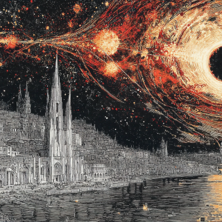 Ralph-Steadmans-crazy-psychedelic-black-white-and-red-drawing-of-St.-Petersburg-at-night.-10fc2be94cd1b51d81