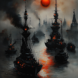 Ralph-Steadmans-crazy-psychedelic-black-white-and-red-drawing-of-St.-Petersburg-at-night.-6e5bf8a9447ecad9c